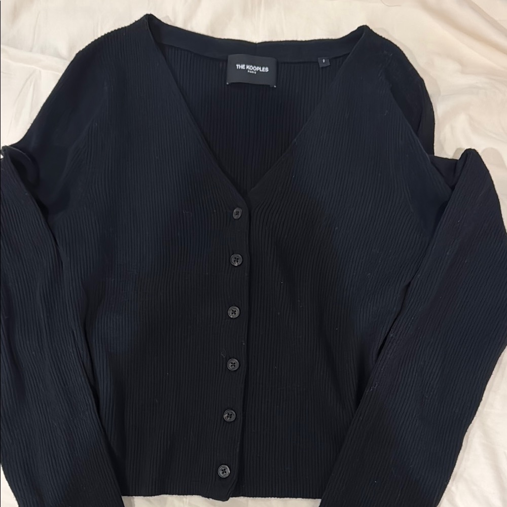 The Kooples Black Ribbed Cardigan